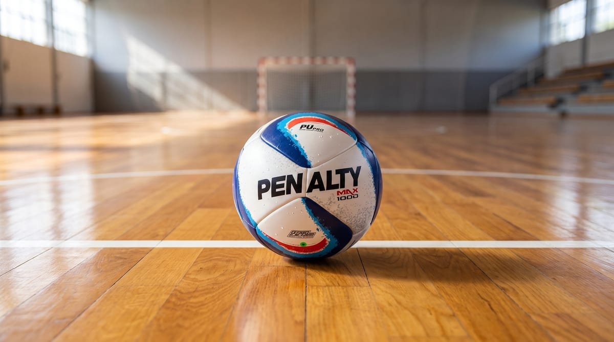 Bola de futsal Penalty Max 1000 XXIV azul em quadra