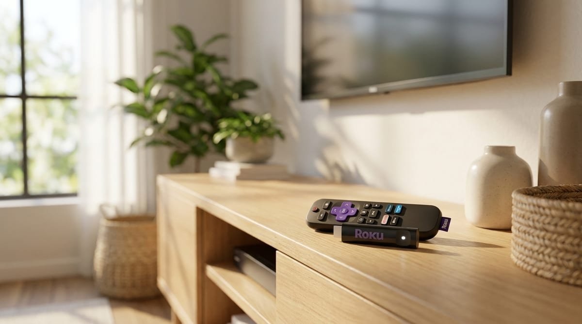 Roku Streaming Stick 2025 HD modelo 3840BR com controle remoto por voz, aparelho compacto para conectar na porta HDMI da TV