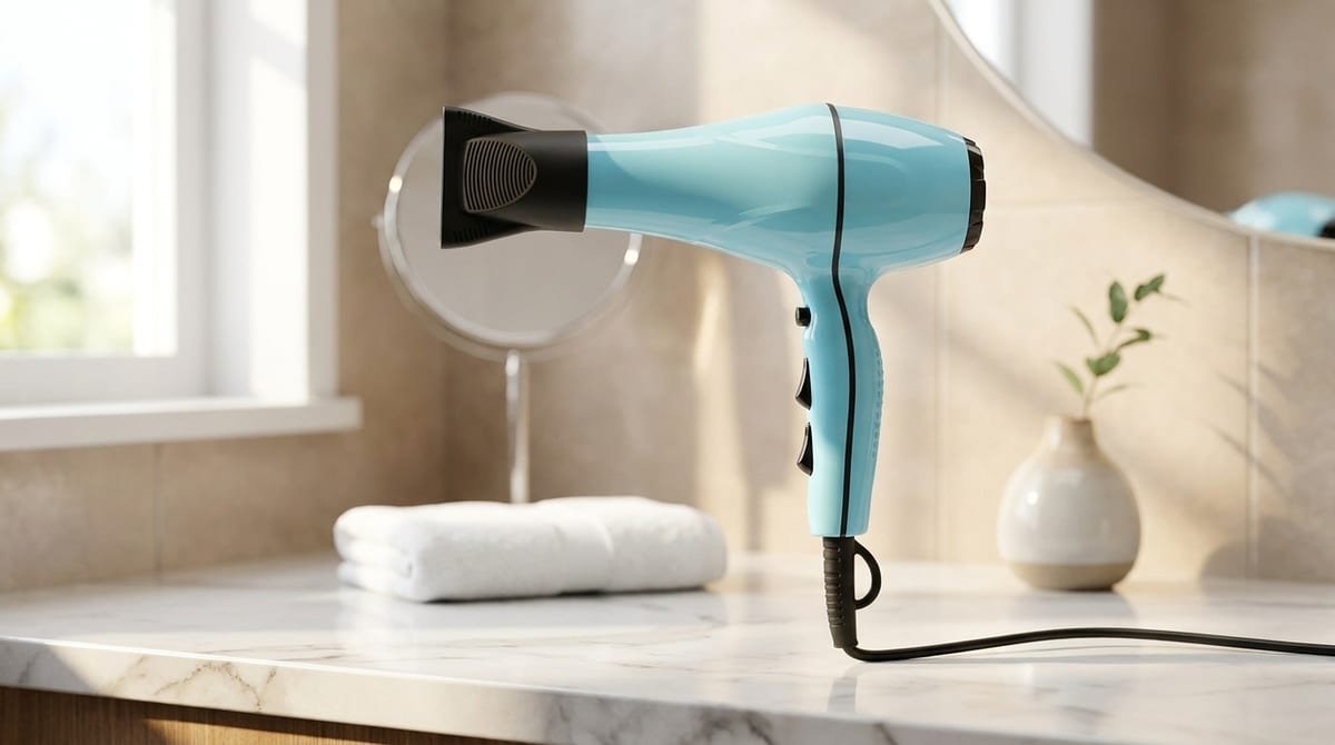 Secador de cabelo Taiff Style SECU20 azul de 2000W sobre bancada de banheiro